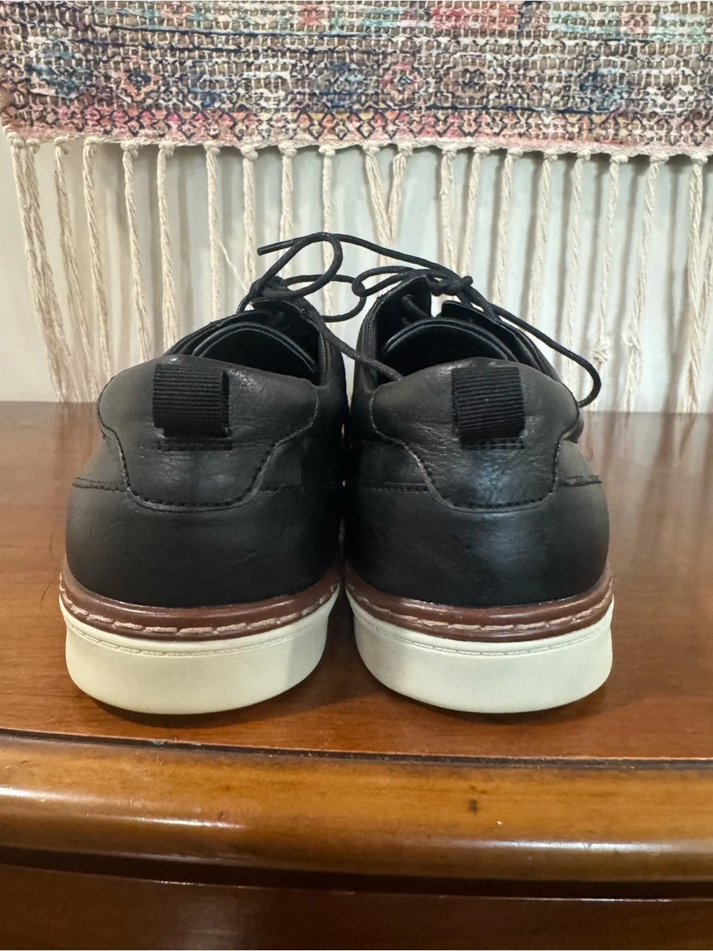 Alfani Black Leather Derby Sneakers with White Sole